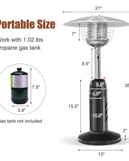 Giantex Portable Patio Tabletop Heater, 11,000 BTU Outdoor Propane Gas Table Top Heater