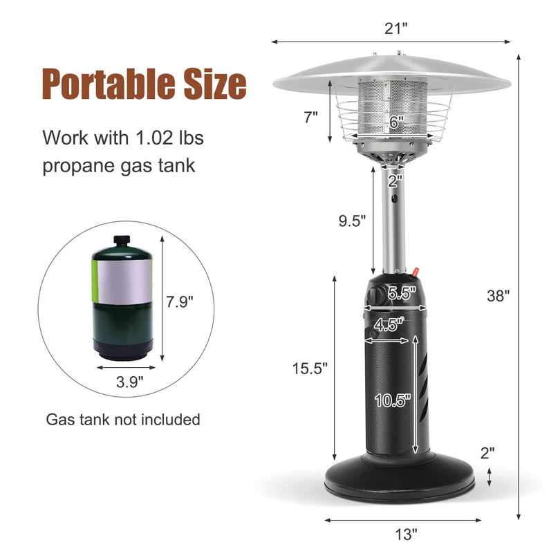 Giantex Portable Patio Tabletop Heater, 11,000 BTU Outdoor Propane Gas Table Top Heater