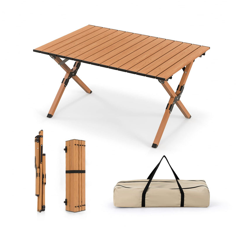 Giantex Folding Camping Table, Roll-Up Folding Table w/Carry Bag