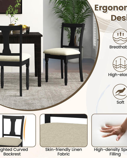 Giantex Wood Dining Chairs Set Farmhouse Dining Room Chair with Cushion Seat, Armless Wooden Dining Side Chairs