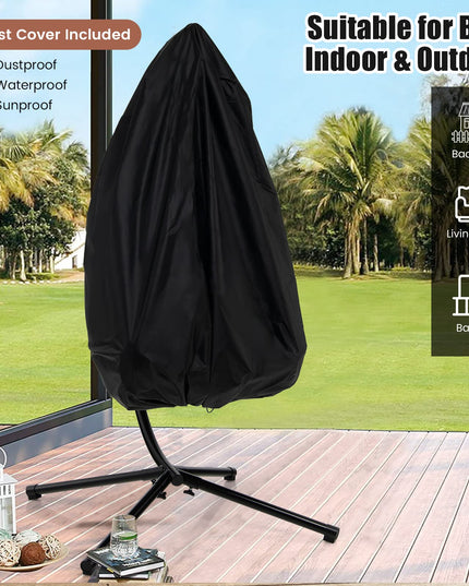 Giantex Egg Chair with Stand, Hanging Basket Chair Hammock Chair w/ Steel Stand Pillow Seat Cushion Rattan Basket & Dust Cover
