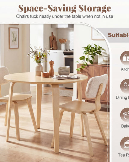 Giantex 37.5" Round Dining Table with Solid Rubber Wood Legs for 4