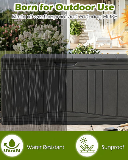 Giantex 80 Gallon HDPE Outdoor Deck Box w/Gas Struts & Lock-Compatible