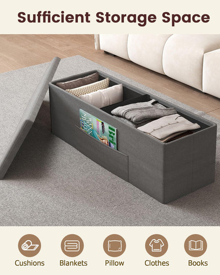Giantex 43 Inches Folding Storage Ottoman Bench for Living Room