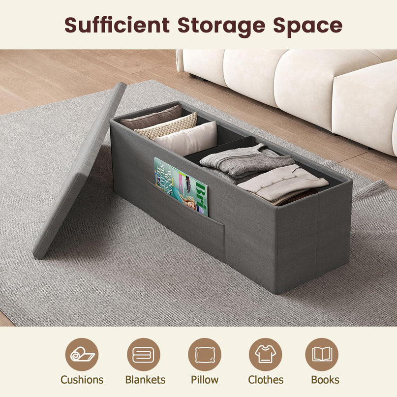 Giantex 43 Inches Folding Storage Ottoman Bench for Living Room