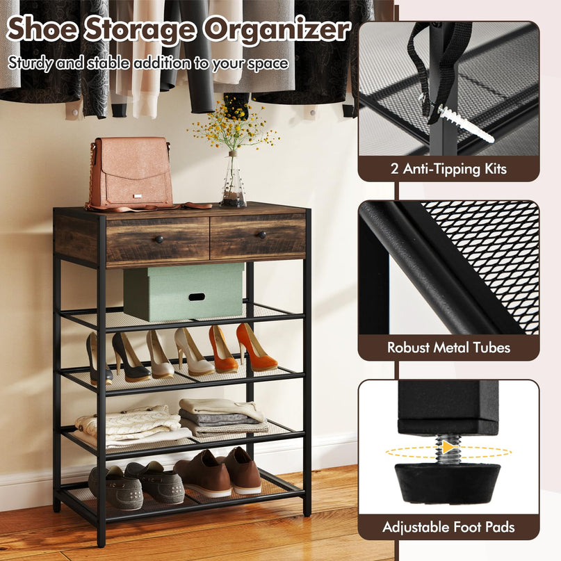 Giantex Coat Rack Shoe Stand Set
