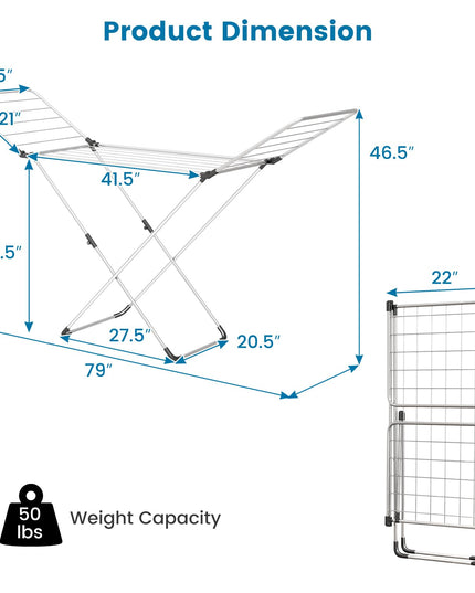 Giantex Clothes Drying Rack, Foldable Laundry Drying Rack w/Aluminum Frame