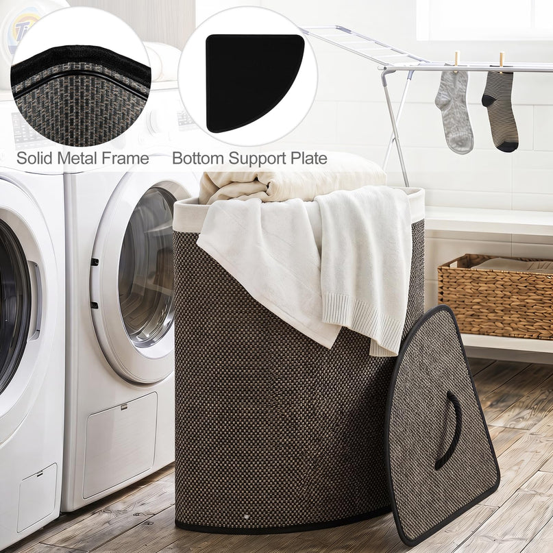 Giantex Corner Laundry Hamper with Lid for Small Spaces