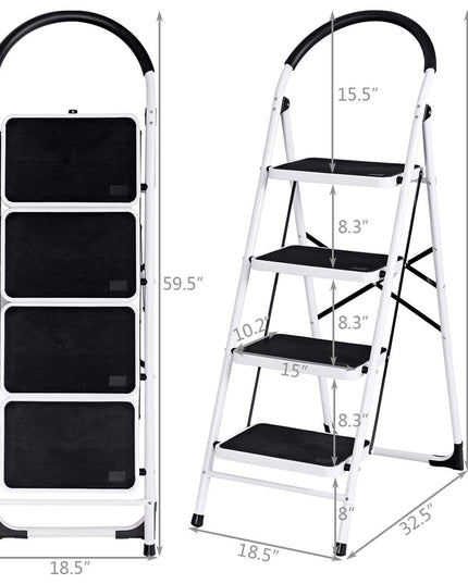 Giantex 4 Step Ladder Folding Step Stool with Anti-Slip Pedal Platform Metal Frame