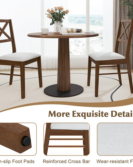 Giantex Wooden Dining Chairs Set of 2/4, Upholstered Kitchen Chairs w/Cross Back & Padded Seat