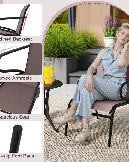 Giantex All Weather Patio Chairs with Ergonomic Backrests & Armrests