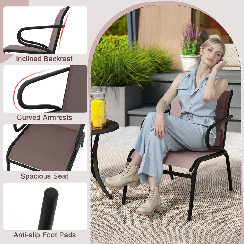 Giantex All Weather Patio Chairs with Ergonomic Backrests & Armrests