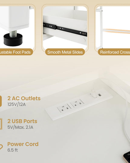 Giantex 66 Inch Home Office Workstation with Charging Station