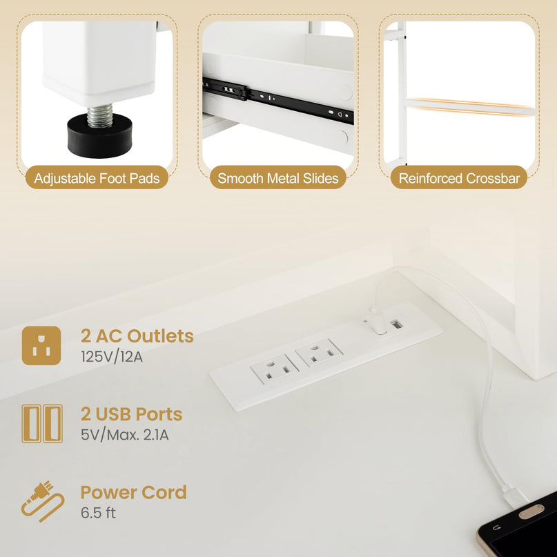 Giantex 66 Inch Home Office Workstation with Charging Station
