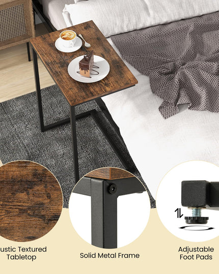 Giantex C Shaped End Table, 26.5" Slide-Under Couch Table for Laptop Coffee Snack