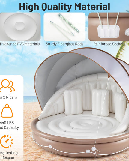 Giantex Canopy Island Inflatable Lounge w/SPF50+ Retractable Detachable Sunshade