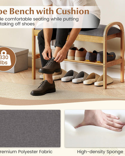 Banc porte-chaussures Giantex avec coussin rembourré pour le salon