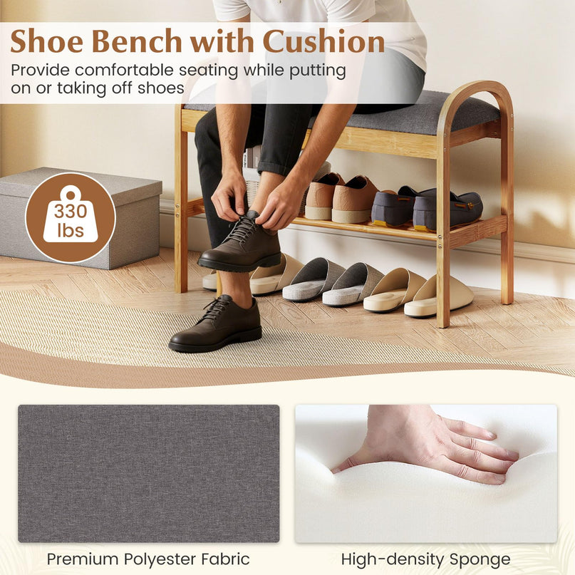 Banc porte-chaussures Giantex avec coussin rembourré pour le salon