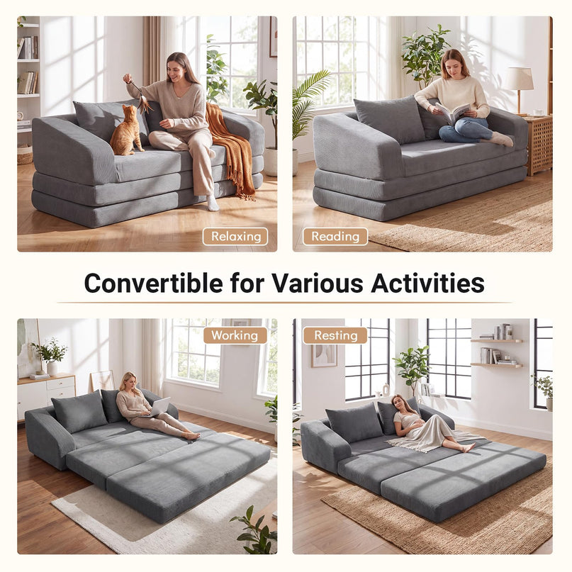 GIANTEX 61" Folding Sofa Bed | 2 in 1 Convertible Futon Couch