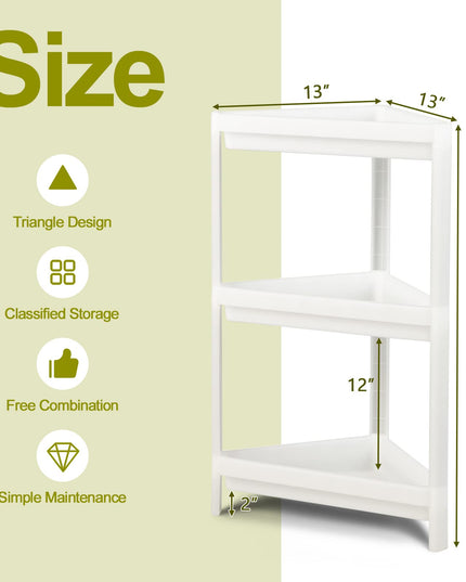 Giantex 2 Pack Corner Shelf Stand, 3-Tier Detachable Floor Corner Shower Shelf, Bathroom Corner Stand