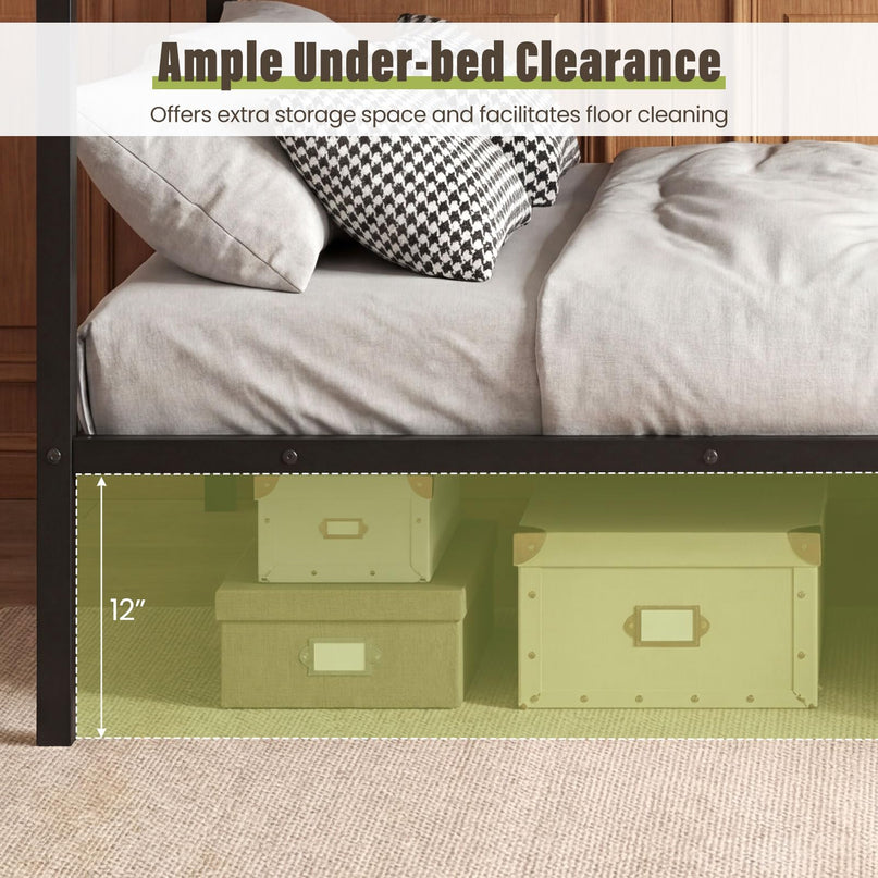 Giantex Metal Bunk Bed Full Over Full | Heavy-Duty Bunk Bed Frame with Full Length Safety Guardrail