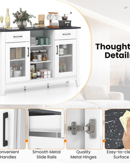 Giantex Sideboard Buffet Cabinet with 2 Drawers, Kitchen Storage Cabinet w/2 Doors, Open Compartments