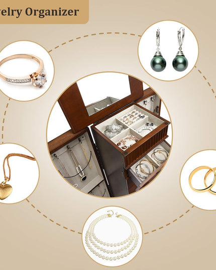 Standing Jewelry Armoire Cabinet Storage Chest - Giantex