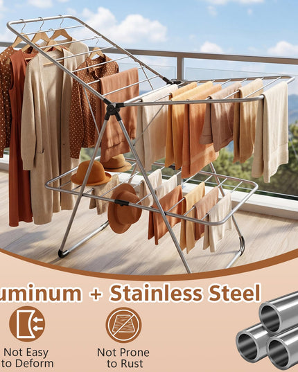 Giantex Foldable Clothes Drying Rack 2-Tier Aluminum Laundry Drying Rack