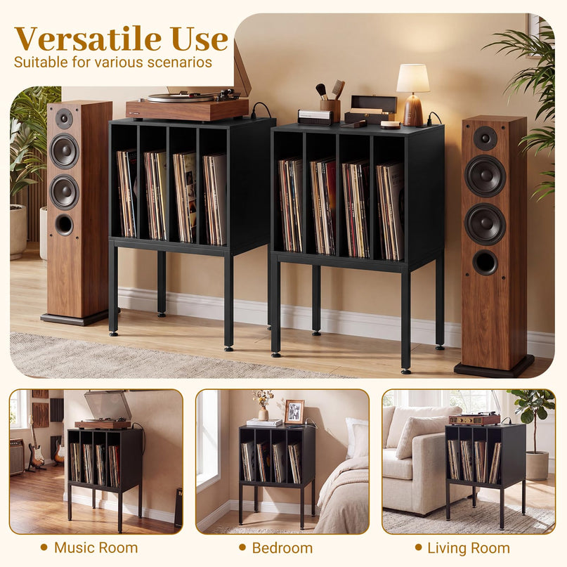 Giantex Record Player Stand with 4 Cabinet Up to 150 Albums