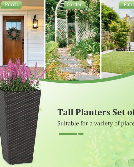 Giantex Set of 2 Outdoor Wicker Flower Pot