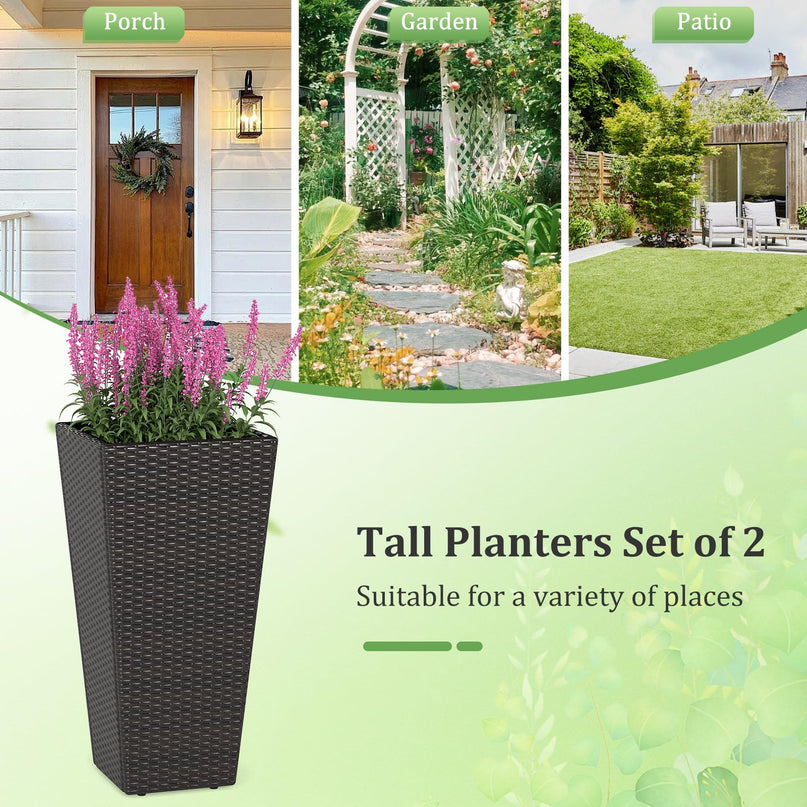 Giantex Set of 2 Outdoor Wicker Flower Pot