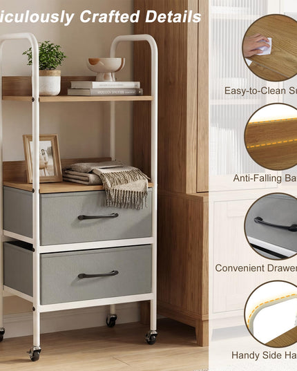 Giantex Utility Rolling Cart with Foldable Fabric Drawers