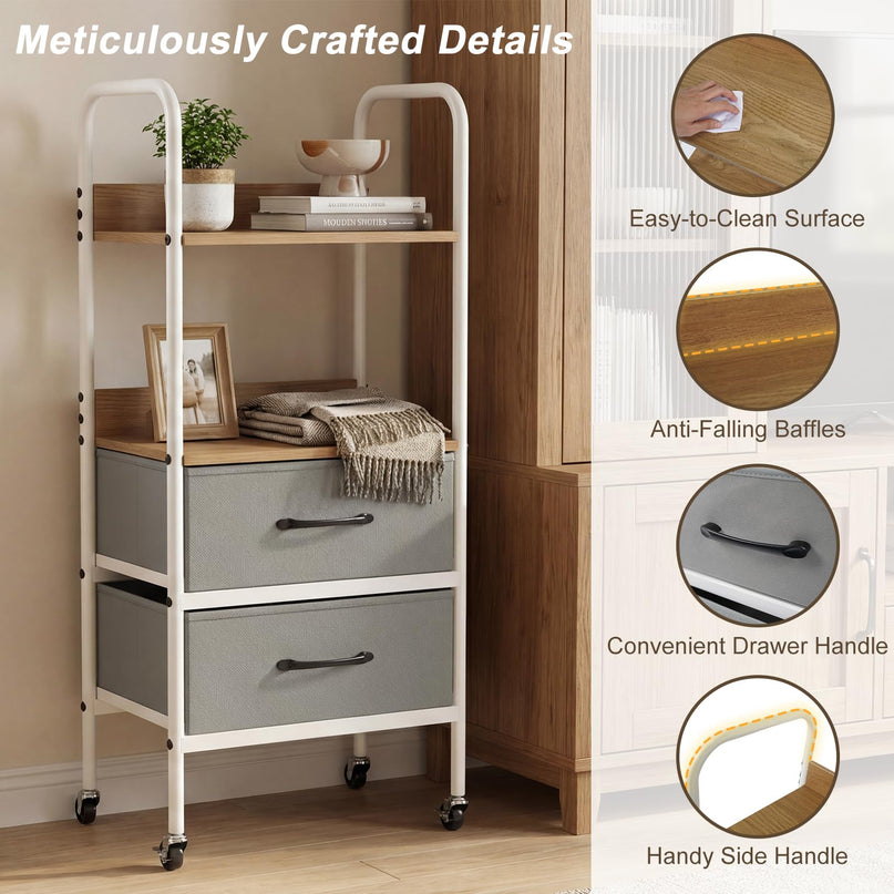 Giantex Utility Rolling Cart with Foldable Fabric Drawers