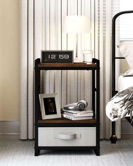 Giantex Industrial Nightstand with Storage Drawer