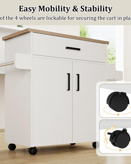 Giantex 41.5" W Rolling Kitchen Island with Storage