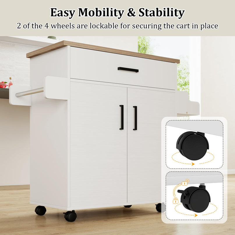 Îlot de cuisine roulant Giantex 41,5" de large avec rangement