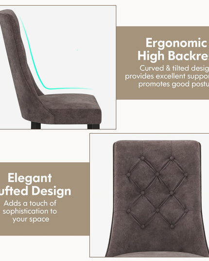 Giantex Tufted Dining Chairs, Upholstered Kitchen Chairs w/High Backrest, Rubber Wood Legs