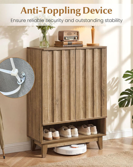 Meuble à chaussures Giantex avec 2 portes cannelées pour entrée