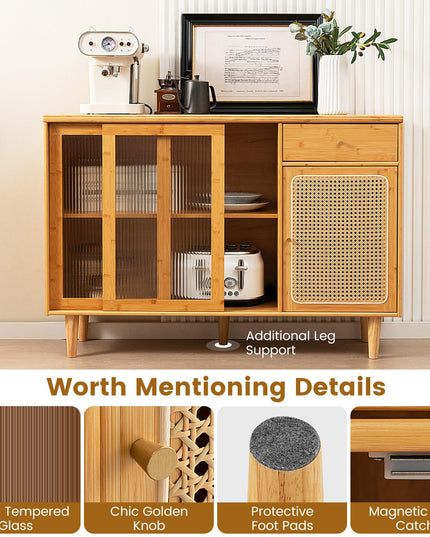 Giantex Sideboard, Bamboo Buffet Cabinet with Storage