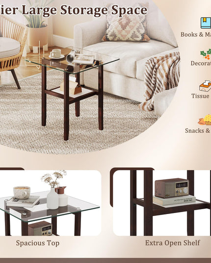 Giantex Small Coffee Table 24" Glass End Table
