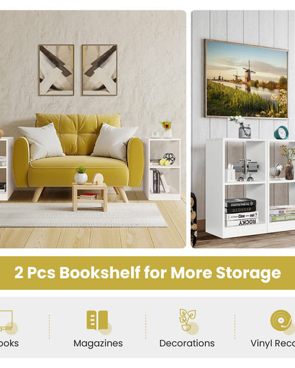 Giantex 2-Pcs 2-Tier White Bookshelf