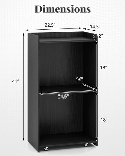 Giantex Portable Podium Stand, Lectern Podium with 2 Storage Shelves, 4 Universal Wheels, Mobile Speaking Podium Hostess Stand Pulpits
