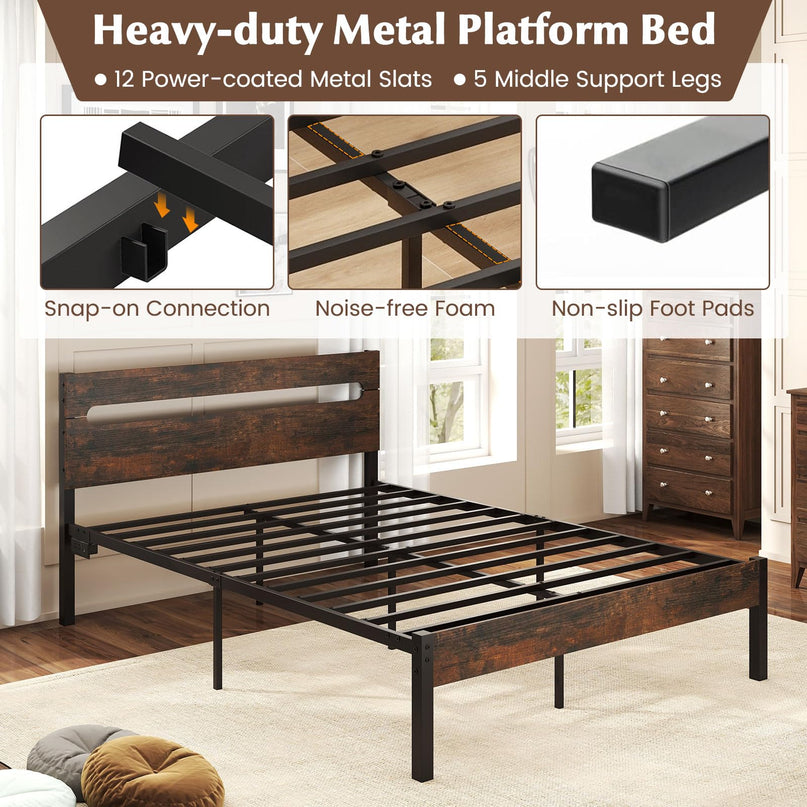 Giantex Full Size LED Bed Frame with Charging Station