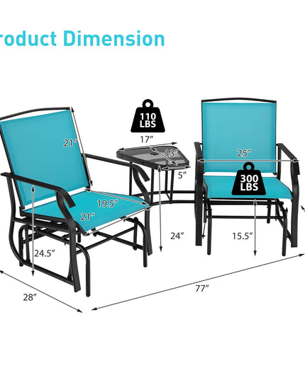Chaises planeur d'extérieur Giantex avec table et trou pour parasol