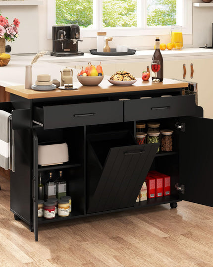 Giantex Kitchen Island w/Trash Bag Storage