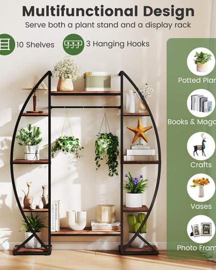 Giantex Plant Stand Indoor with Grow Lights 10-Tier 63" Tall Metal Plant Shelf