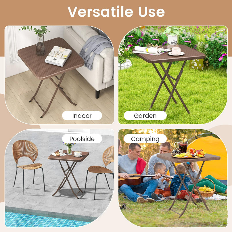 Giantex 23.5" Square Folding Table, HDPE Foldable Patio Bistro Table for 2-4, Indoor Outdoor Use