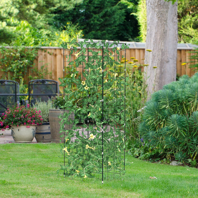 Treillis de Concombre Giantex à 4 Panneaux, Treillis de Jardin en Forme de A pour Plantes Grimpantes