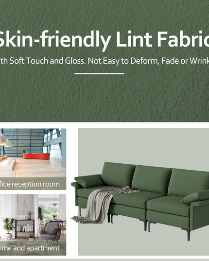 Giantex 3-Seat Sectional Sofa Couch, 100.5" L Convertible Sleeper with USB Port & Outlet