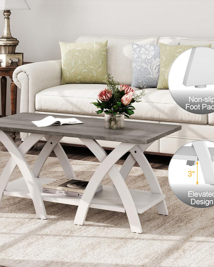 Giantex 40 Inch Rectangular Living Room Table with Open Display Area for Small Space